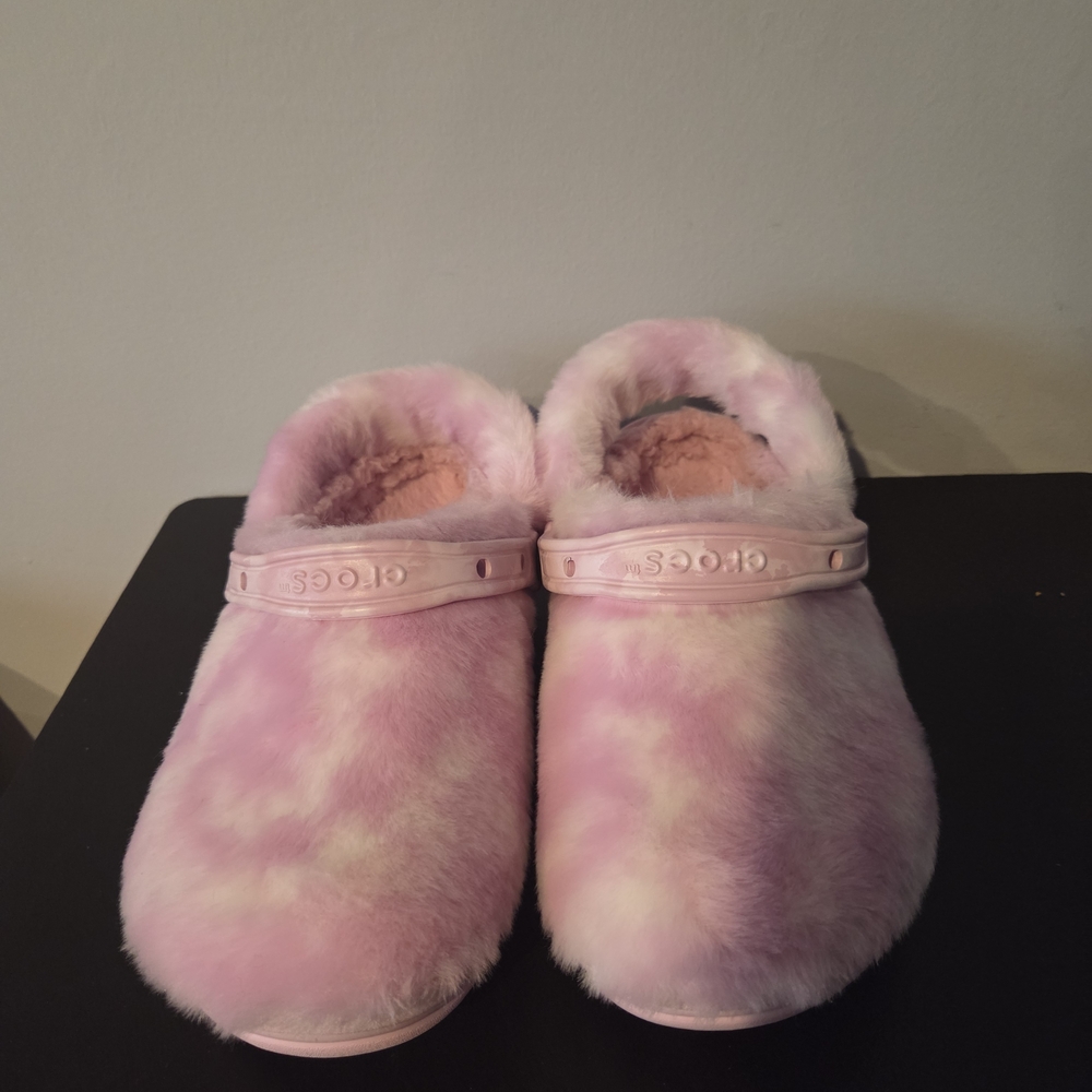 Crocs Pink Fuzzy Clogs